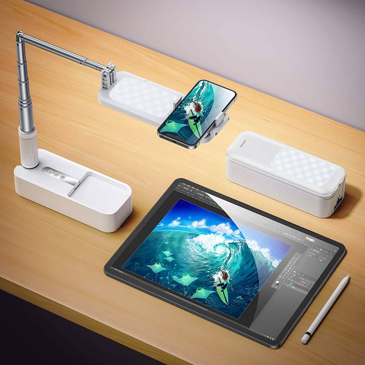 Delve™ Multi-Angle Phone Stand With Light