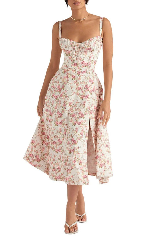 Delve™ Floral Midriff Waist Shaper Dress